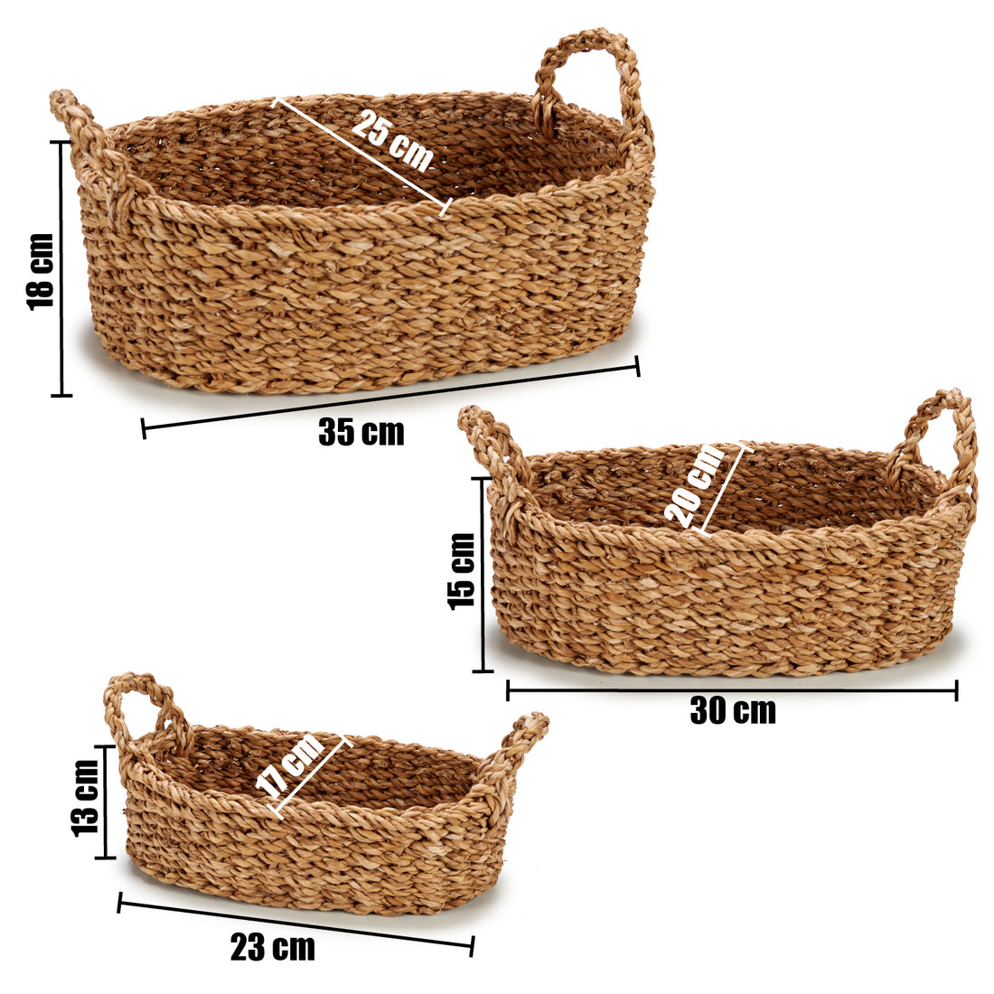 Set of straw baskets, 3 pieces
