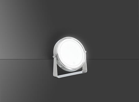 Free-standing pivot mirror with LED