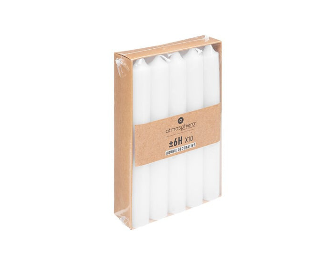 Set of 10 Hugo dinner candles